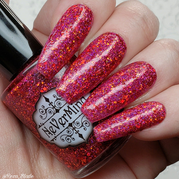 Raspberry Punch - NeVerMind Polish Nail Polish - Holographic Glitter  Crelly  Jelly Gift