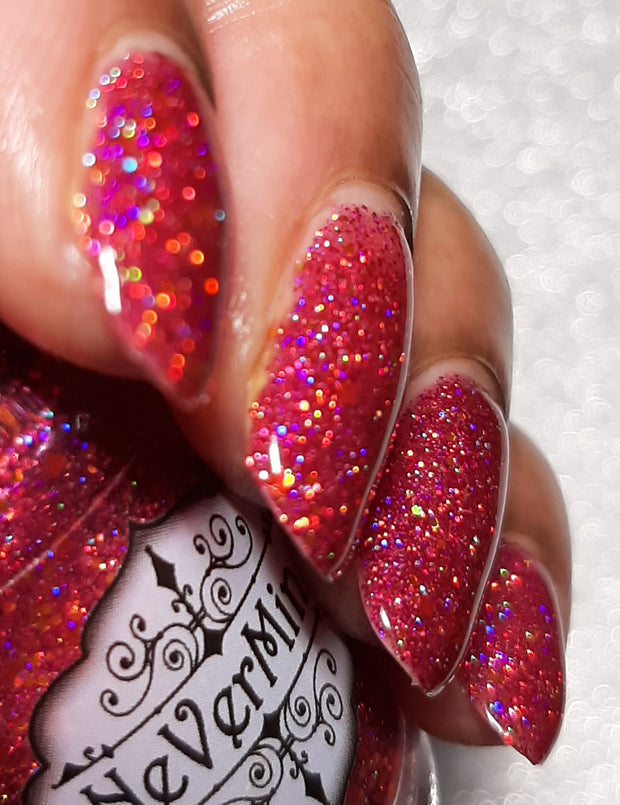 Raspberry Punch - NeVerMind Polish Nail Polish - Holographic Glitter  Crelly  Jelly Gift