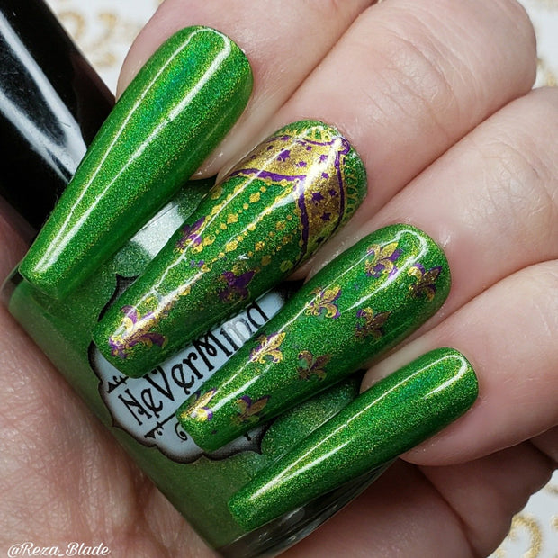 Mardi Green - NeVerMind Polish Nail Polish - Holographic Glitter  Crelly  Jelly Gift