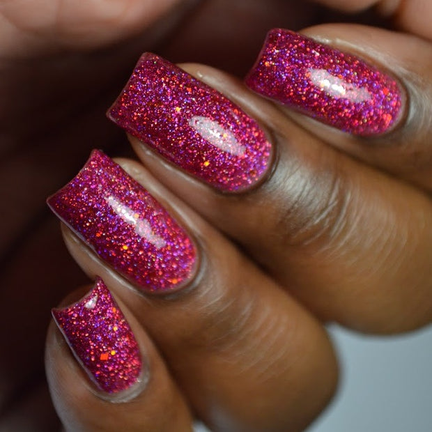 Raspberry Punch - NeVerMind Polish Nail Polish - Holographic Glitter  Crelly  Jelly Gift